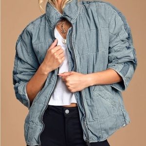 Free People Dolman Quilted Denim Jacket